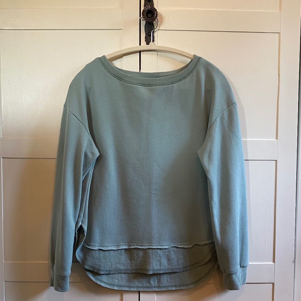 Raw Hem Boat Neck Terry Sweatshirt